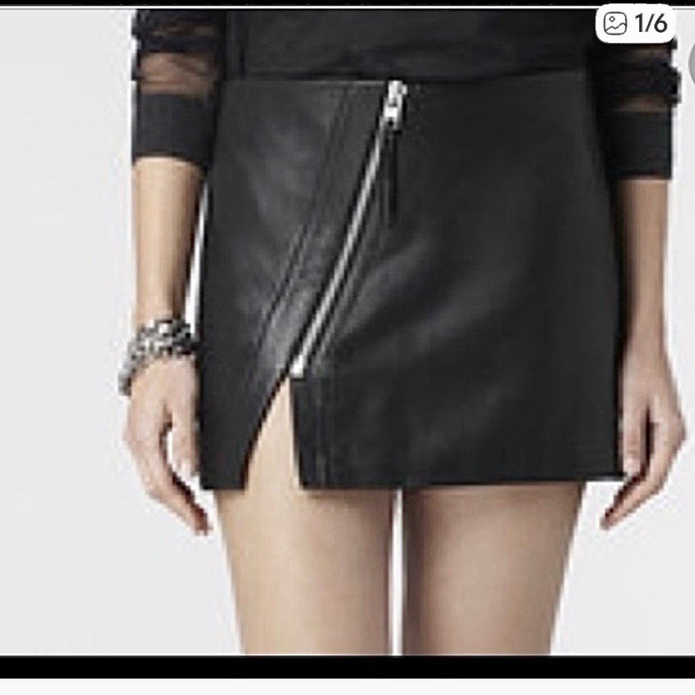 ALL SAINTS Leather Zipper Mini Skirt